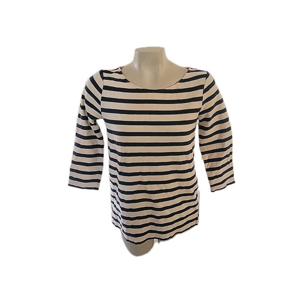 J Crew Women's Striped Boat Neck Top XS 3/4 Sleeve‎ Shirt thick Nautical Beach